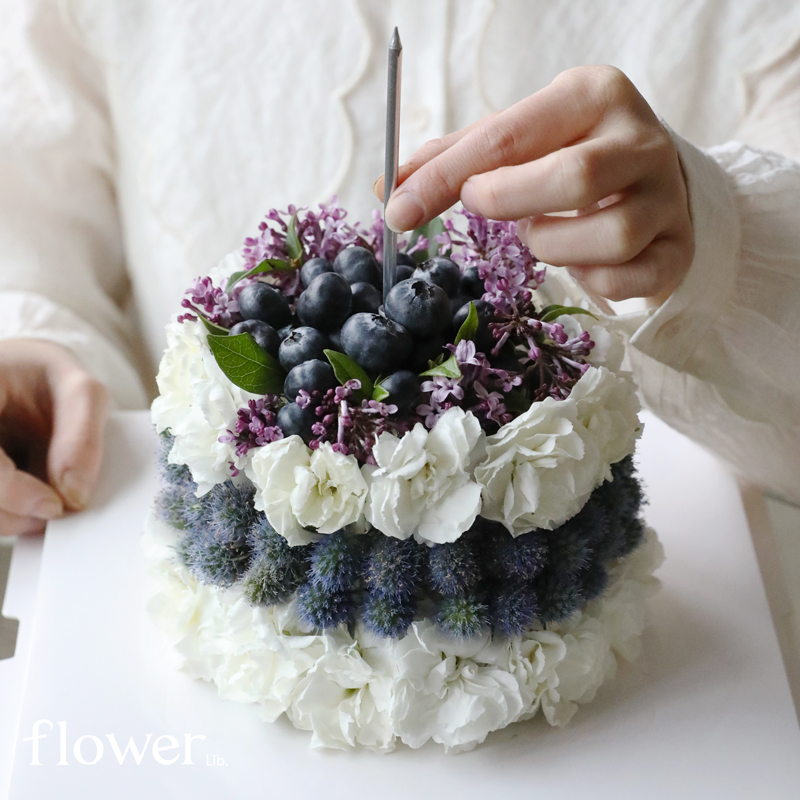 [蓝莓蛋糕]植物图书馆杭州同城鲜花蛋糕送女友爱人生日纪念礼物