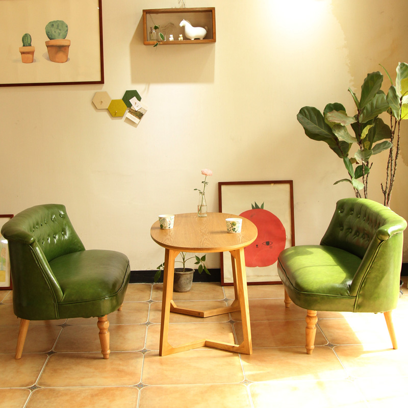咖啡西餐厅奶茶甜品店洽谈桌椅组合现代简约休闲皮艺双人卡座沙发