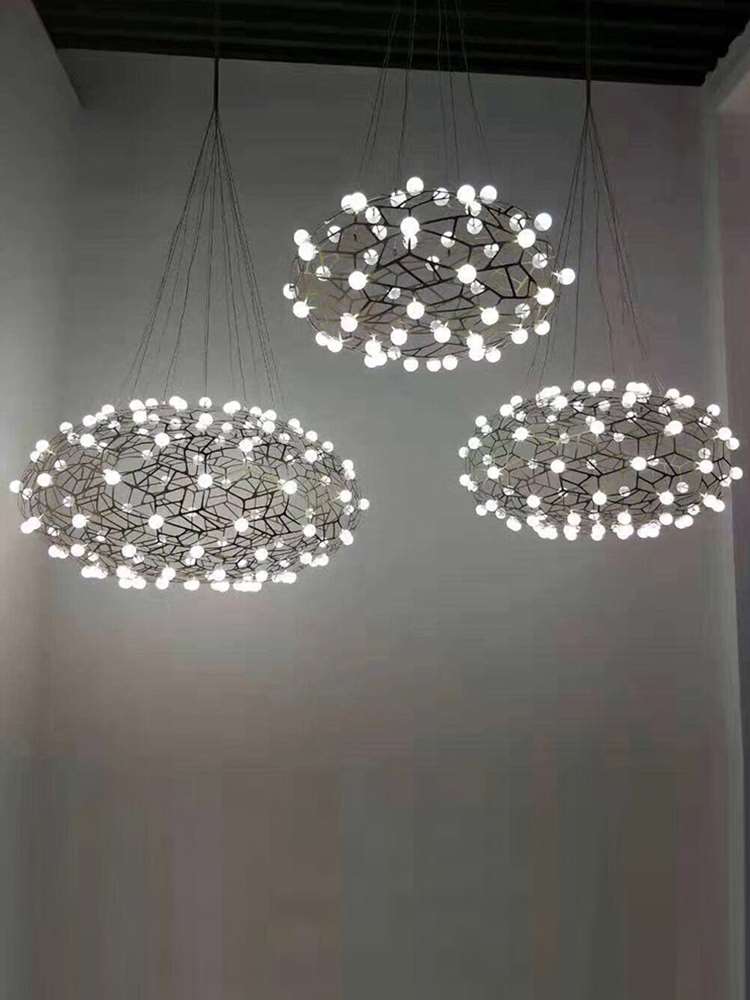 后现代客厅鸟巢吊灯艺术简约创意个性满天星圆形装饰酒店展厅灯具