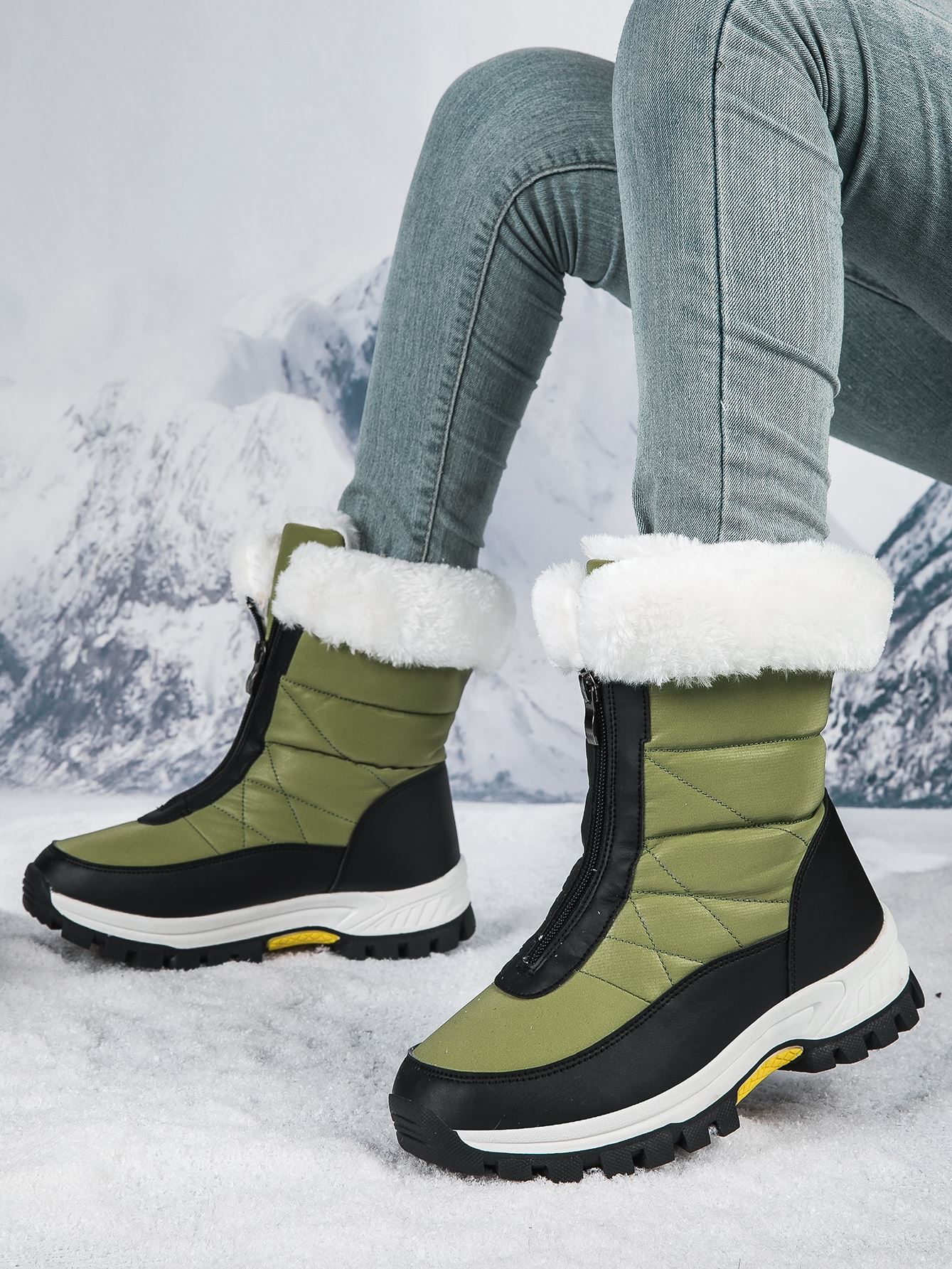 东北冬季户外雪地靴女加绒加厚保暖棉鞋女防水防滑雪乡旅游滑雪鞋