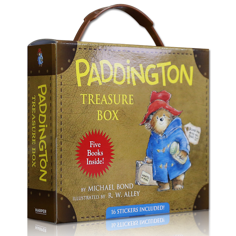 现货【英文原版】 Paddington bear Treasure Box 帕丁顿熊5册 手提袋礼盒装 +精美贴纸 亲子晚安故事电影相关亲子早教3-6岁