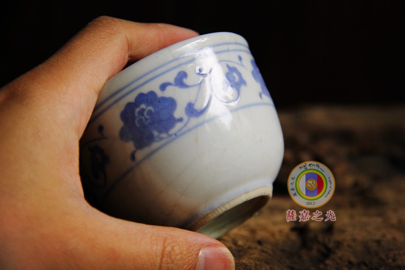 景德镇七八十年代厂货瓷器 人民瓷厂青花芙蓉莲子杯