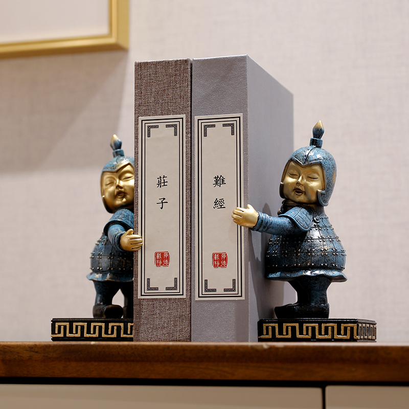 兵马俑书挡摆件书靠中式书房办公室桌面酒柜装饰品西安文创纪念品