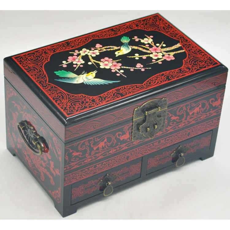 高档平遥漆器首饰盒结婚礼物木质复古新娘化妆盒实木中国风中式大