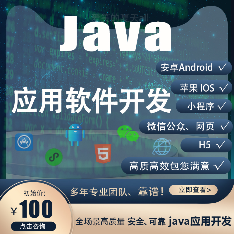 java应用软件团队开发APP定制开发微信小程序公众号H5web网站代做