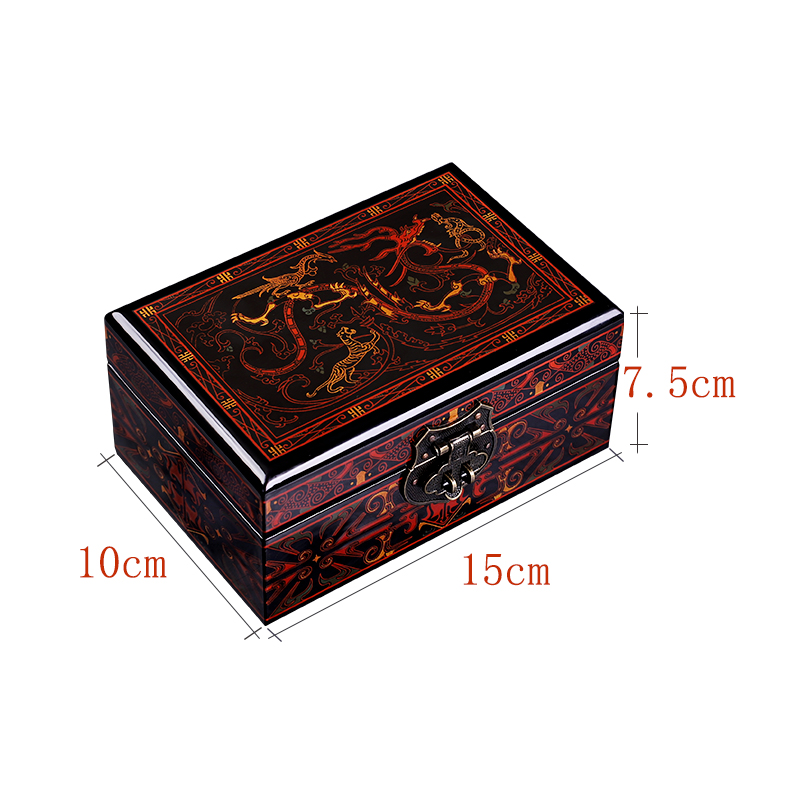正品复古风汉纹漆器首饰盒古典木质荆楚中国风礼品盒高端礼盒包装