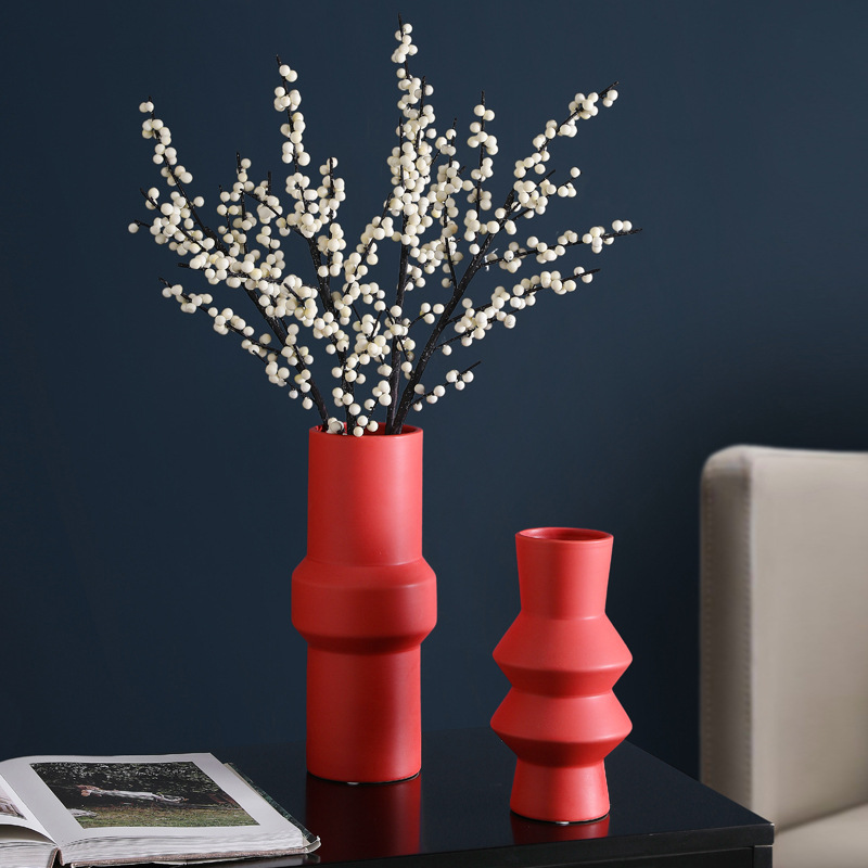 网红北欧艺术莫兰迪色陶瓷花瓶摆件插花创意客厅茶几餐桌面家居装