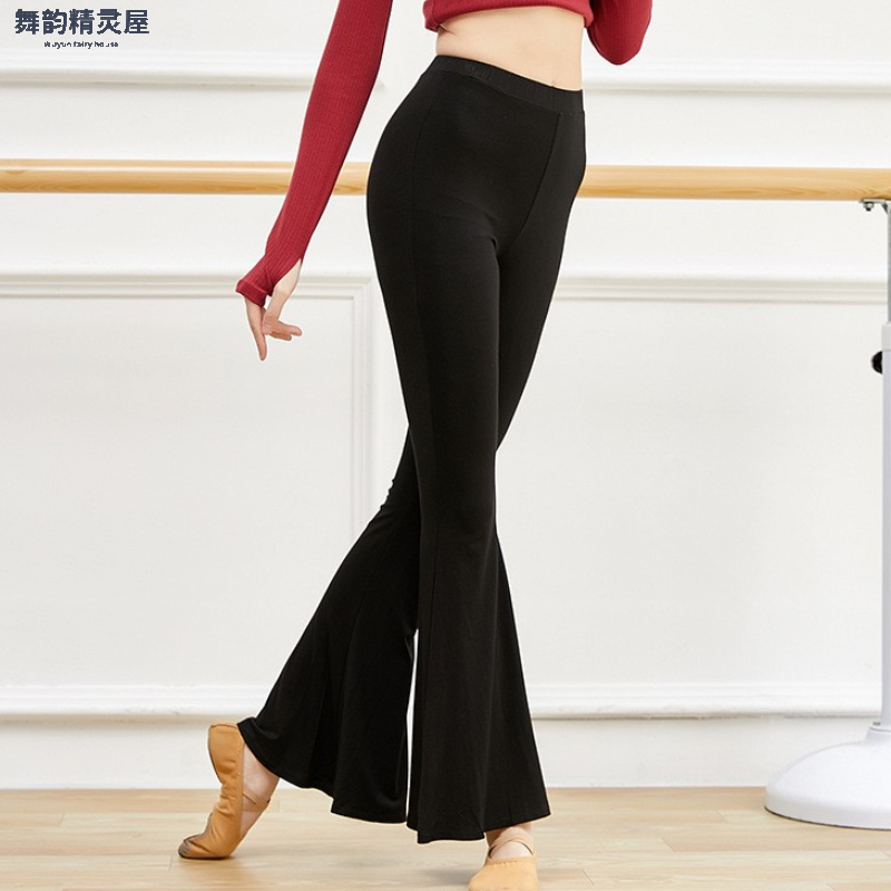 新款古典舞裤女成人跳舞莫代尔弹力修身中国舞形体服舞蹈大喇叭裤