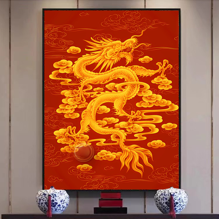 中国龙国潮龙年新款装饰画客厅玄关走廊壁画龙图案传统中国龙挂画