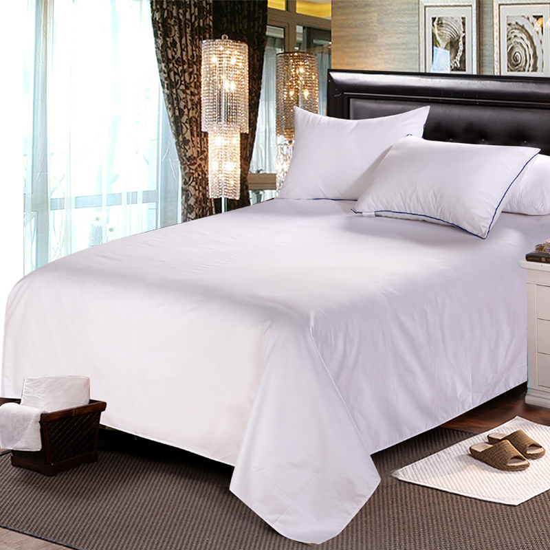 宾馆酒店床上用品批发白色纯棉床单美容院足疗全棉加厚床笠床单棉