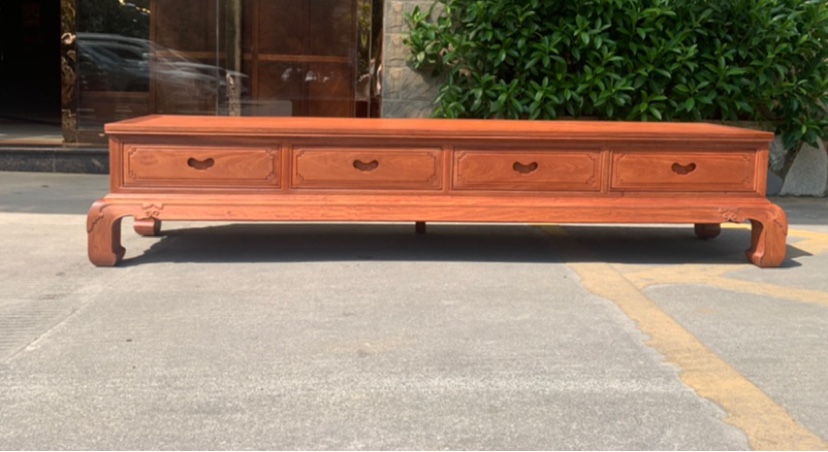 缅甸花梨电视柜2.2米大果紫檀国标红木家具独板生磨工艺