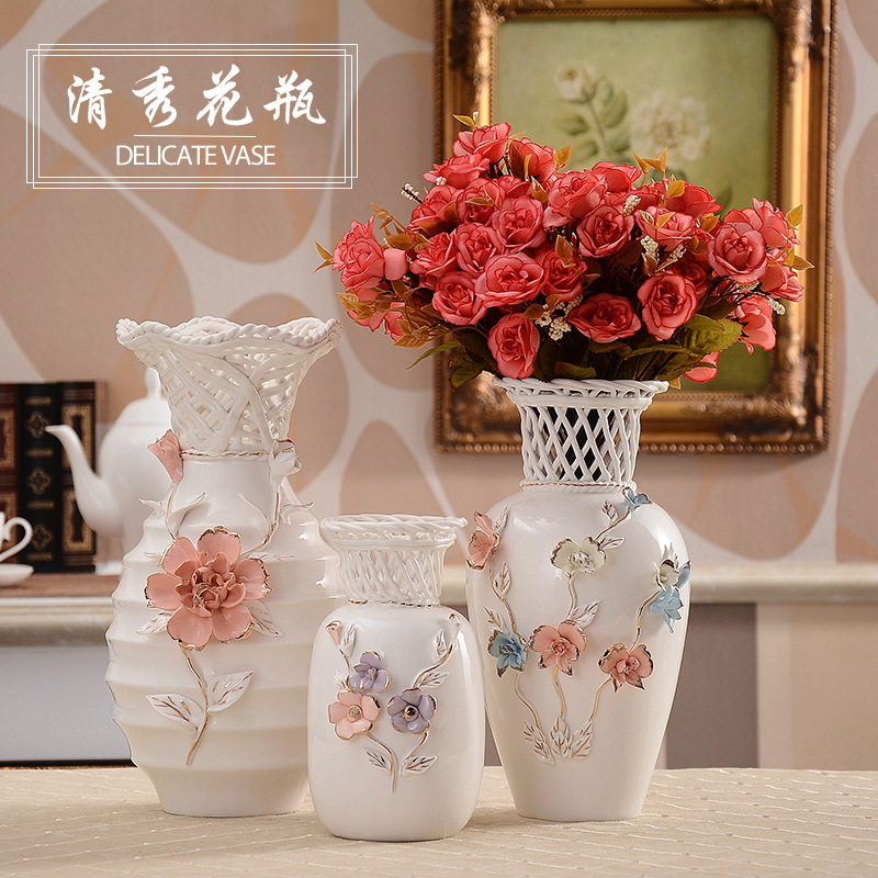 欧式白色陶瓷花瓶瓷器摆件客厅简约台面艺术玄关家居装饰工艺花瓶