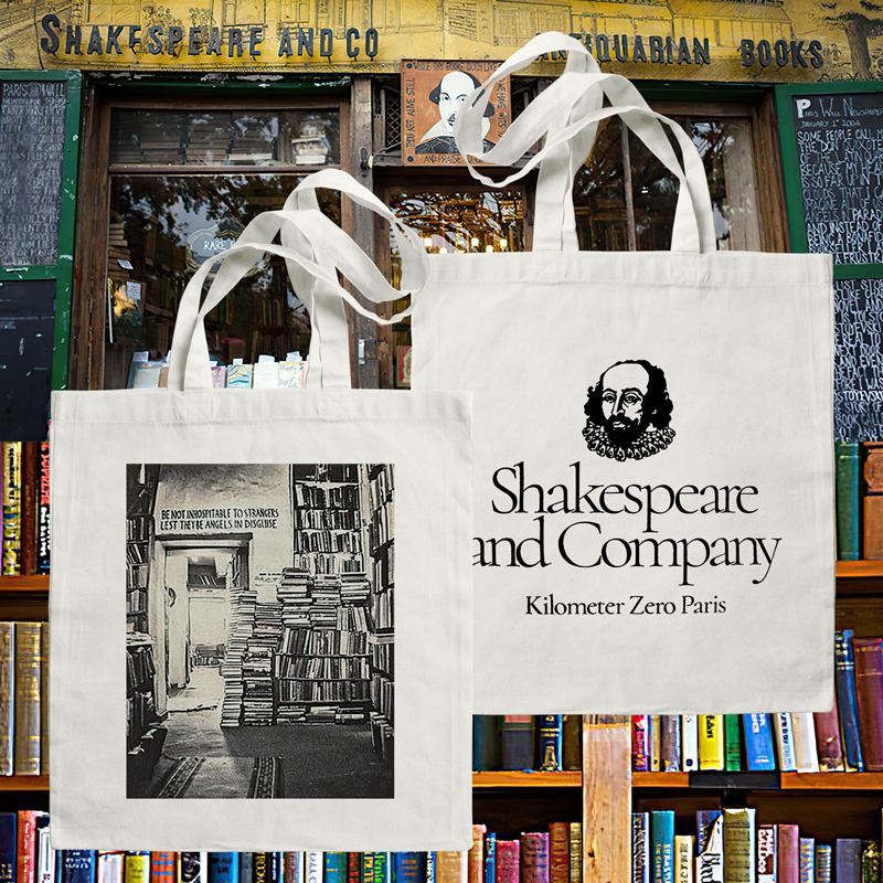 自制同款Shakespeare 法国巴黎莎士比亚书店周边帆布包袋双面图案
