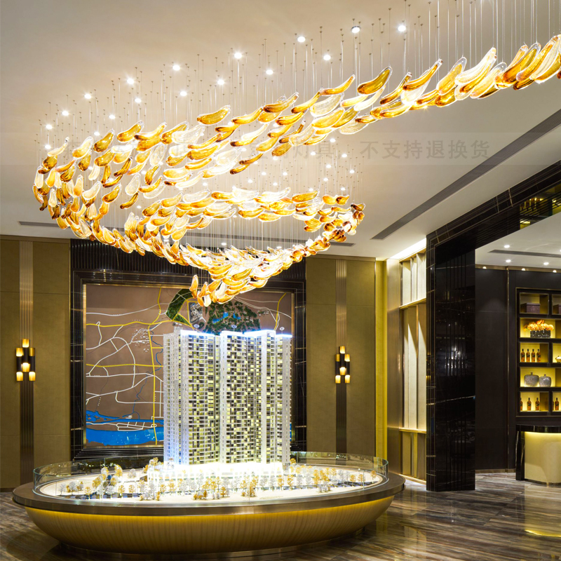 酒店别墅个性艺术创意玻璃吊灯售楼沙盘大厅前台工程水晶灯饰定制