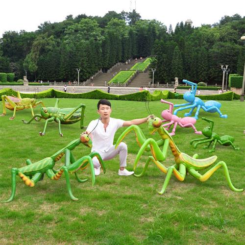 物图定制户外型林仿真动来大园F蚂蚁蝗虫玻璃钢雕塑摆件花