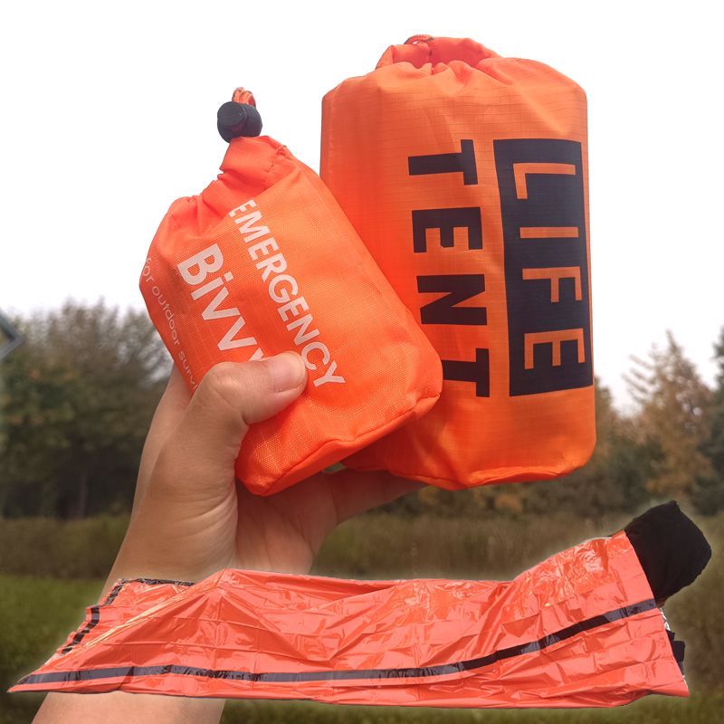 亚马逊爆款急救睡袋26微米橙色PE镀铝膜野营求生应急户外保温帐篷