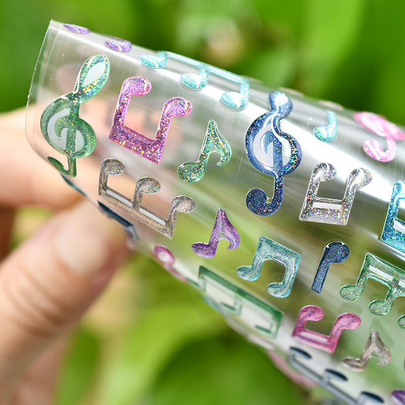 钢琴音符贴纸立体3D水晶透明儿童奖励乐器贴贴纸音乐琴行艺校奖品
