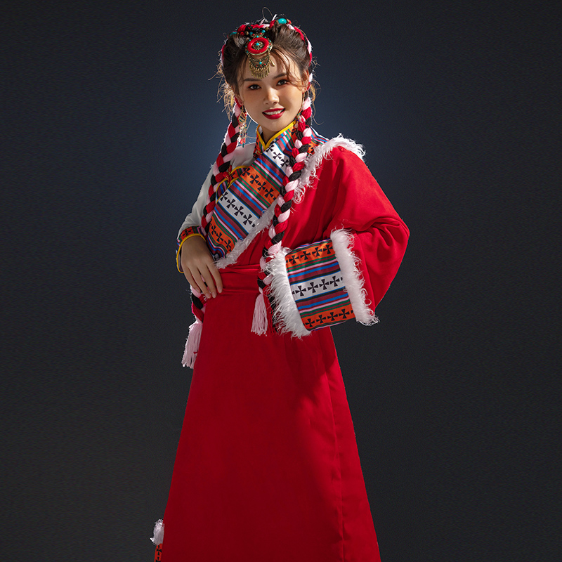 2023式西藏少数服饰藏拉萨长裙新款女款演出藏族服装服民族舞蹈藏