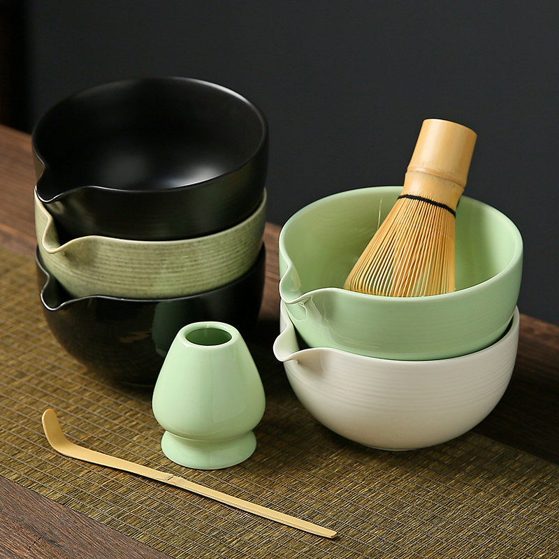日式抹茶碗打抹茶宋代点茶工具陶瓷茶碗茶杯搅拌器抹茶刷茶筅套装