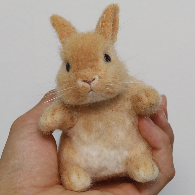 羊毛毡侏儒兔子陪伴玩偶可爱迷你宠物定制戳戳乐成品DIY创意摆件