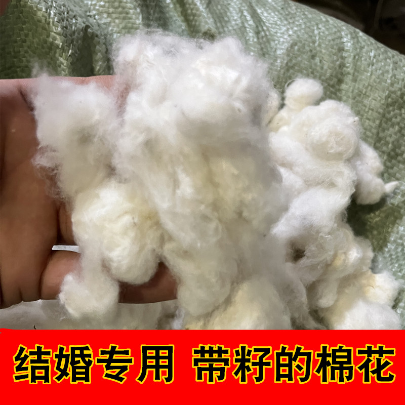 带籽的棉花结婚专用棉花籽带籽的棉花枕头装喜被山东棉花结婚祈福
