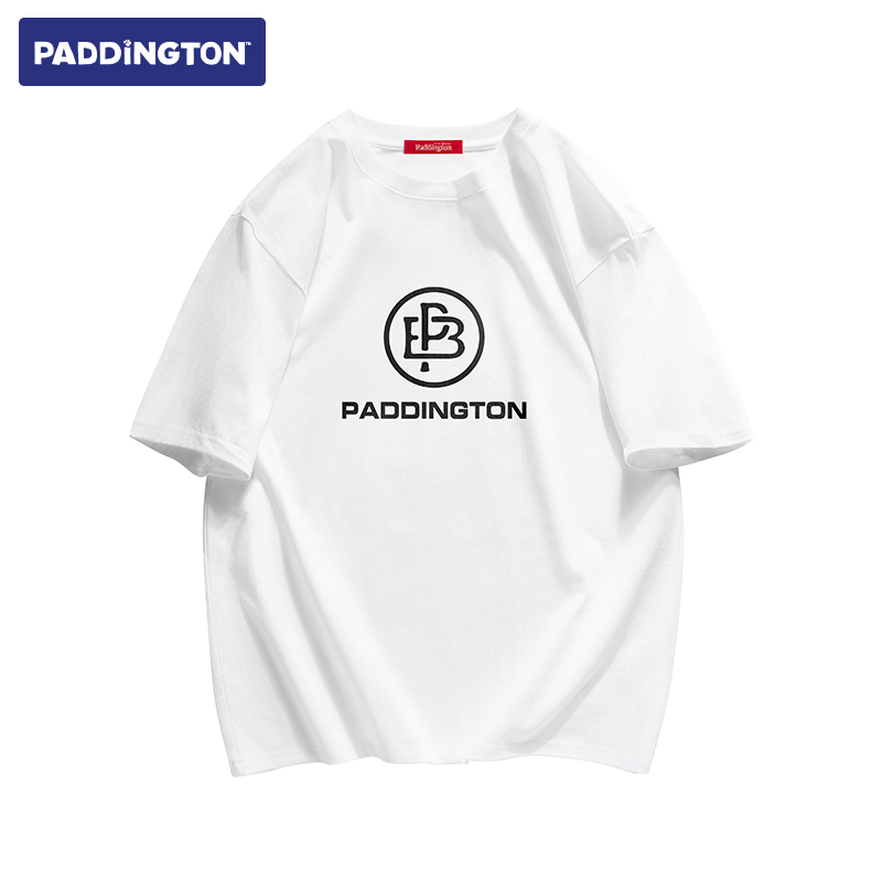 帕丁顿熊简约高街设计感Logo字母印花休闲宽松短袖T恤 男女同款