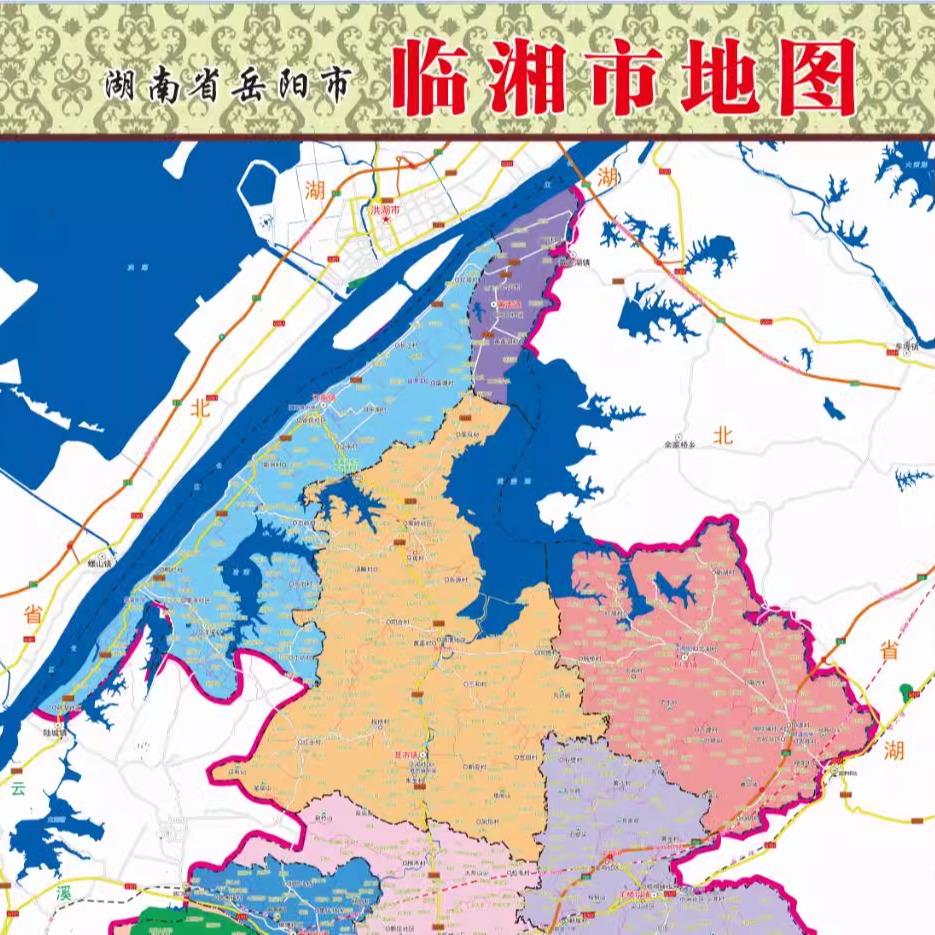 2024年定制湖南岳阳临湘市行政交通旅游乡镇村落分布地图