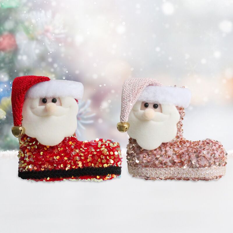 港之恋圣诞立体老人可爱亮片靴子糖果袜圣诞树布置挂件礼品袋子