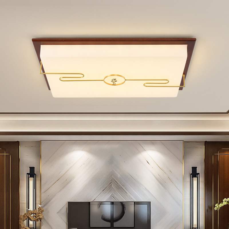 红檀木中式吸顶灯铜饰中国风客厅灯家用大气实木餐厅卧室灯