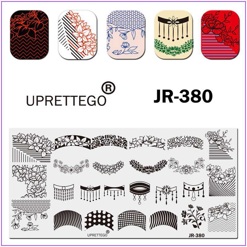 JR331-380uprettego美甲指甲印花钢板藤蔓豹纹卡通动漫法式人物