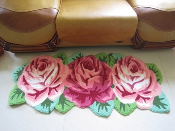热卖推荐大眼猴刺绣长条玫瑰花床边垫沙发垫卧室婚房地垫艺术地毯