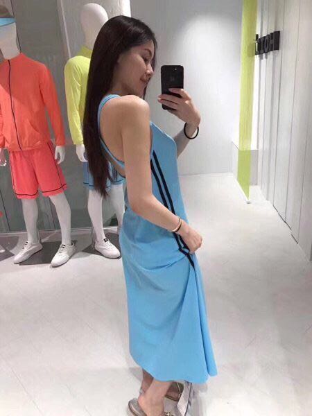 台湾Hoii后益防晒交叉美背长裙优雅时尚防紫外线
