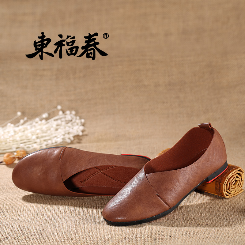 民族风女鞋浅口春季透气平底妈妈鞋复古奶奶鞋平跟粗跟老北京布鞋