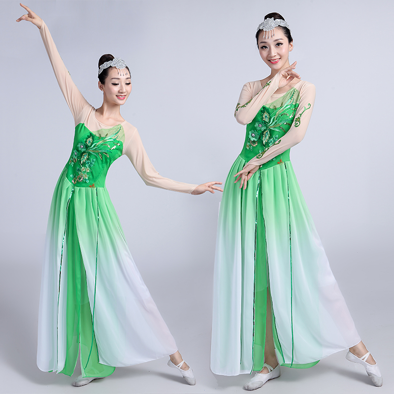 古典舞表演演出服现代茉莉花舞蹈服装扇子舞飘逸新款秧歌服成人女