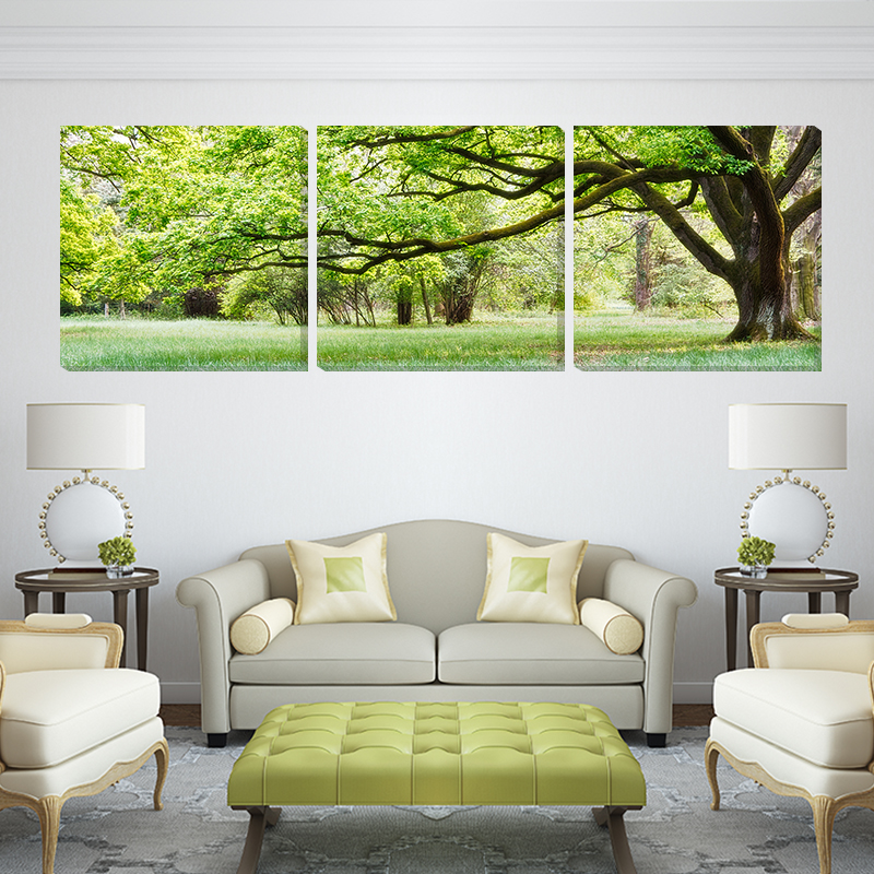 客厅装饰画壁画挂画沙发背景墙画无框画常青树绿色树办公室发财树