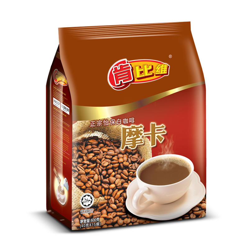 马来西亚进口 肯比维原可比怡保摩卡速溶白咖啡 即溶600g 15条