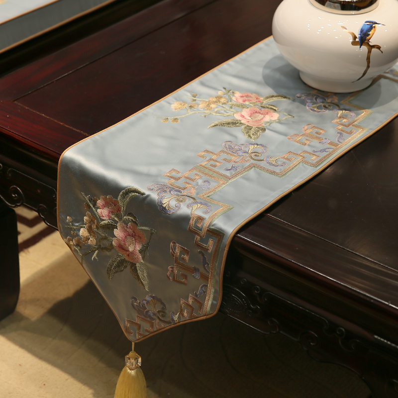 新中式禅意桌旗中国风古典电视柜桌布装饰布长条客厅茶几布艺茶旗