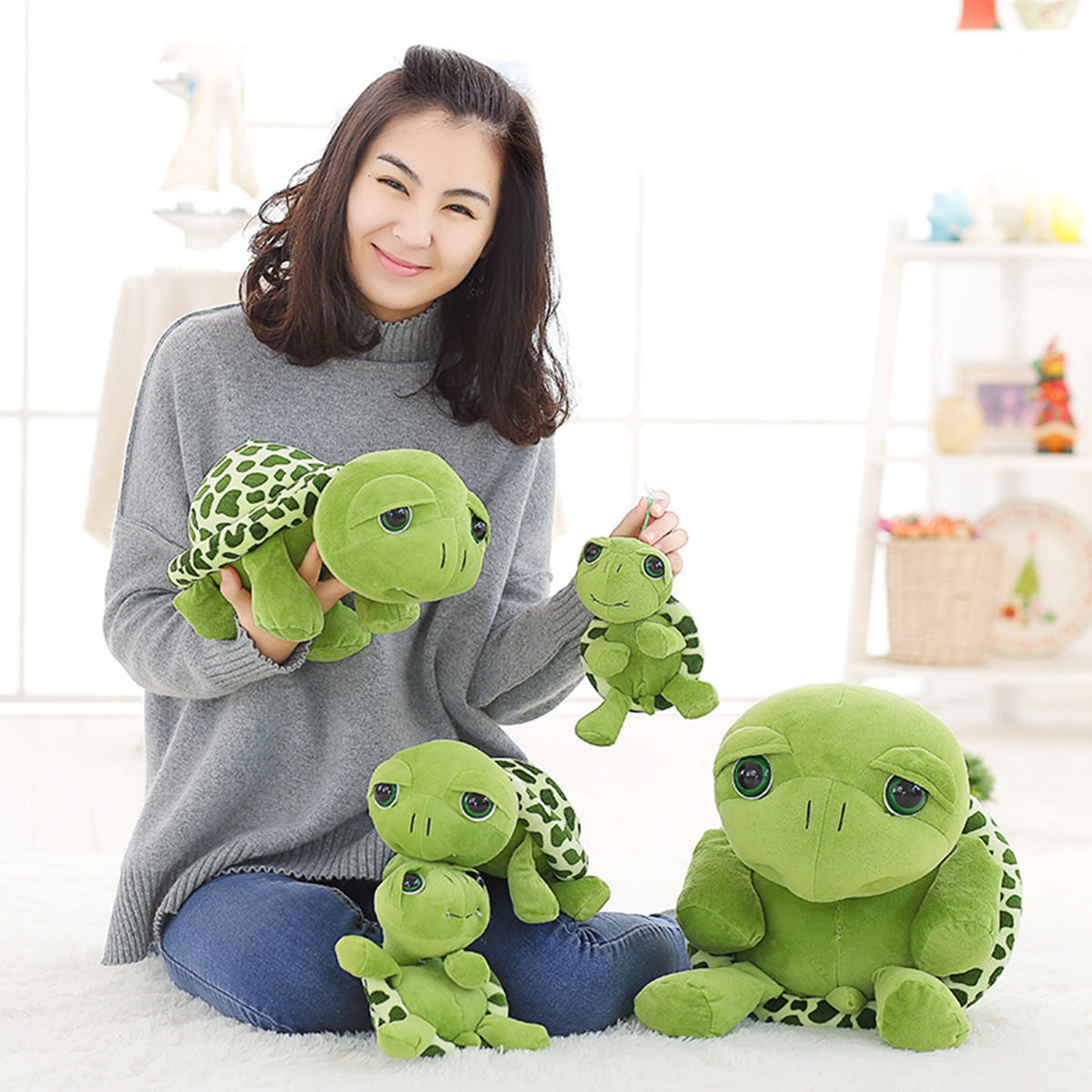 毛绒玩具乌龟玩偶可爱大眼海龟公仔抱枕送儿童女生男生生日礼物