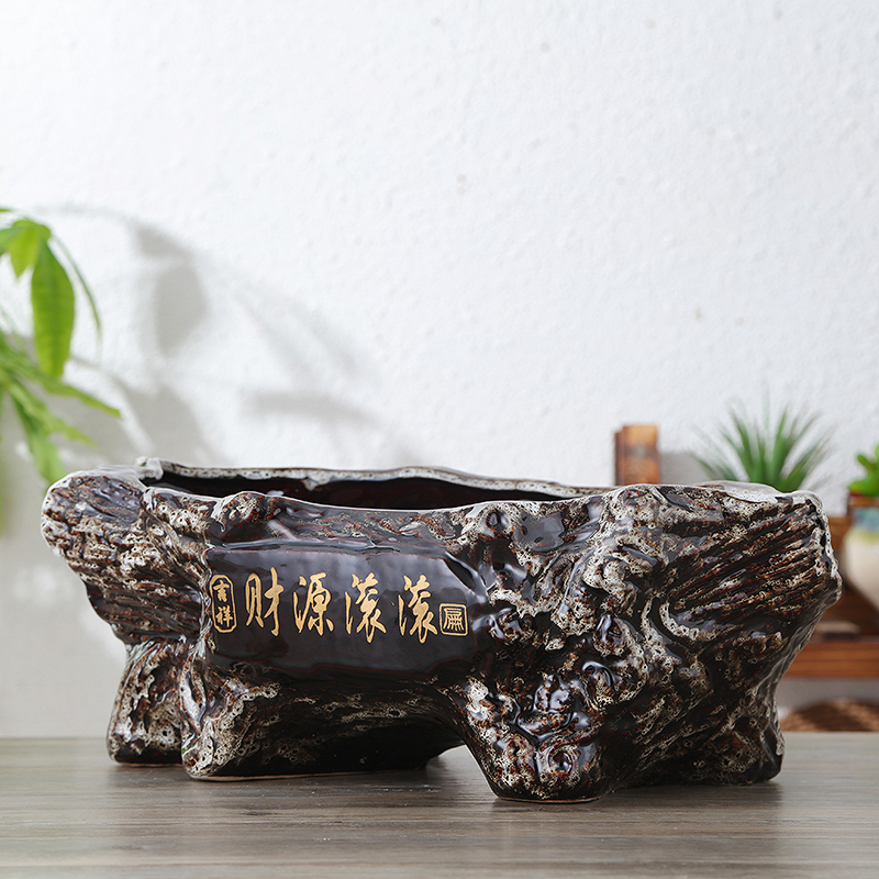 客厅室内个性桌面创意陶瓷花盆中国风特色特大号陶瓷花盆无托盘