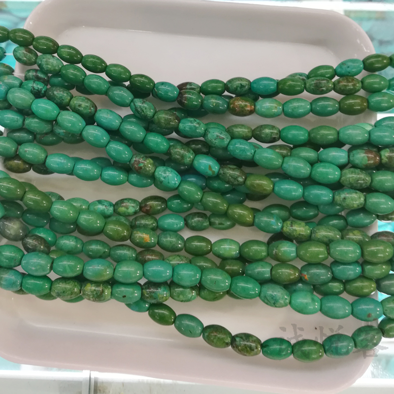 纯天然蓝绿松石配珠小米珠筒珠隔珠手串手链散珠 DIY配件 单颗价