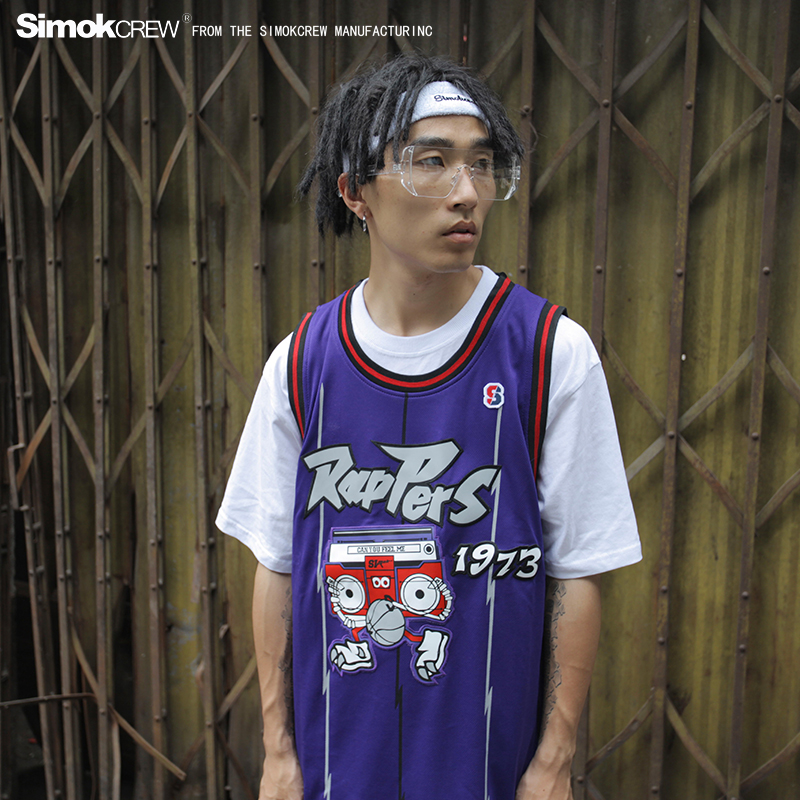 斯摩克SIMOK 美式复古嘻哈说唱街头篮球服背心系列球衣