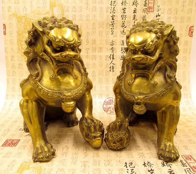 风水纯铜狮子摆件大号无底北京狮富贵对狮工艺品家居镇宅装饰摆设