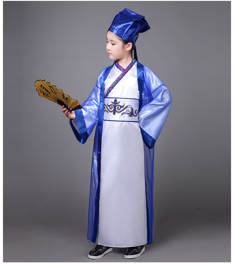 新款汉服男童国学服中国风古装书童服装三字经弟子规儿童演出服小