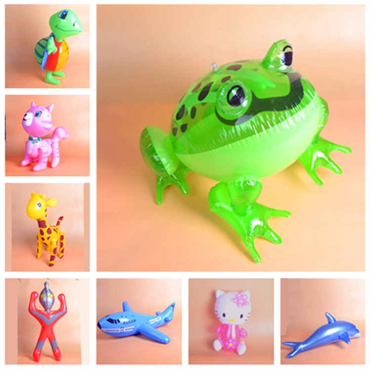热卖pvc充气动物便宜小玩具青蛙kt猫长颈鹿乌龟大象气球儿童玩具