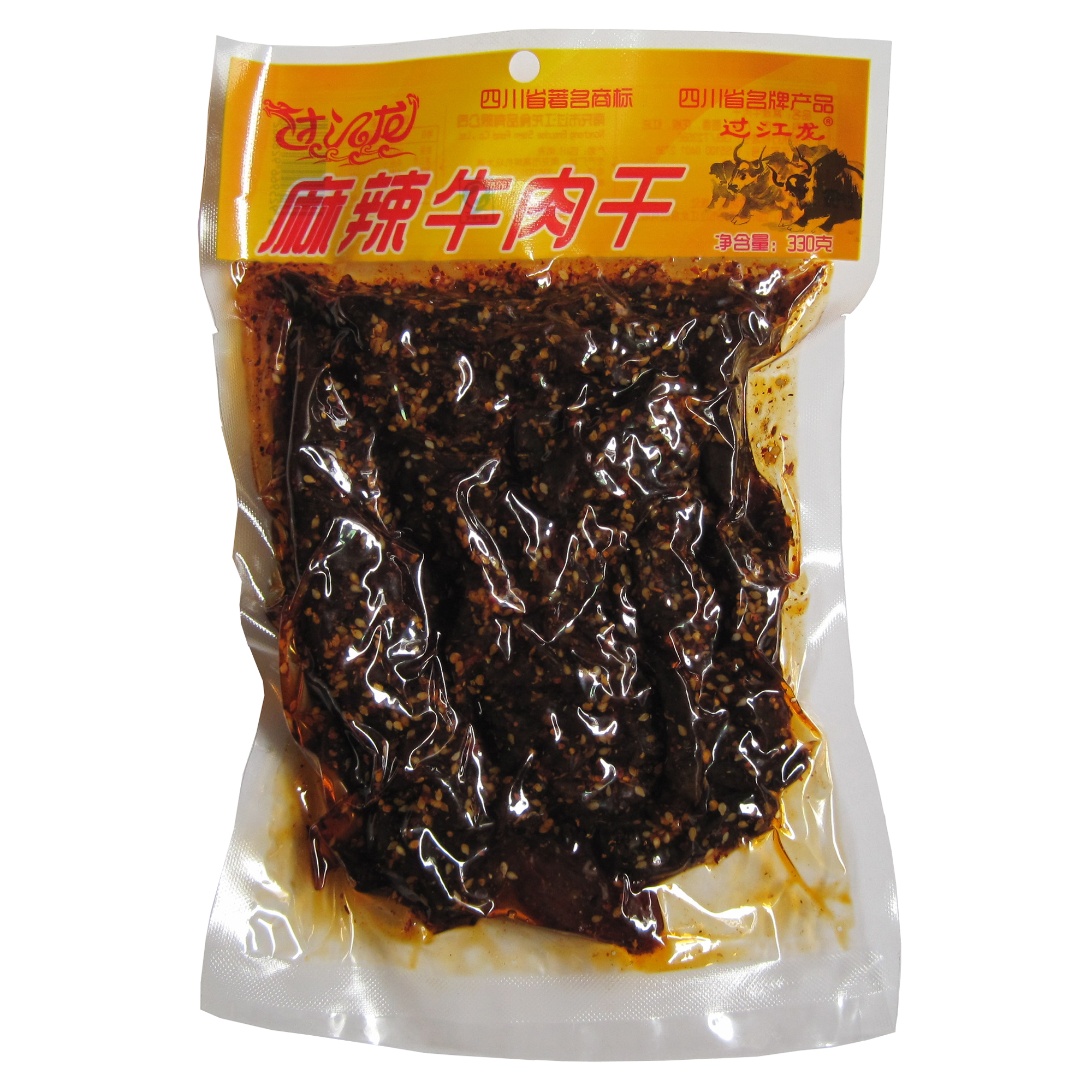 厂家直销四川南充特产过江龙牌麻辣牛肉干味道鲜美香辣适宜330克