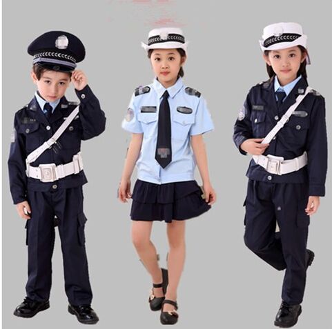 儿童男女孩小交警军幼儿园小警察演出制服儿童警察装演出套装服帽