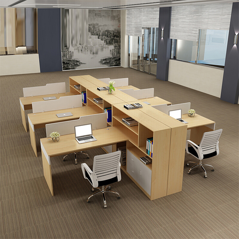 西安工作位现代简约带书柜屏风隔断办公桌单人位木质工位员工桌子